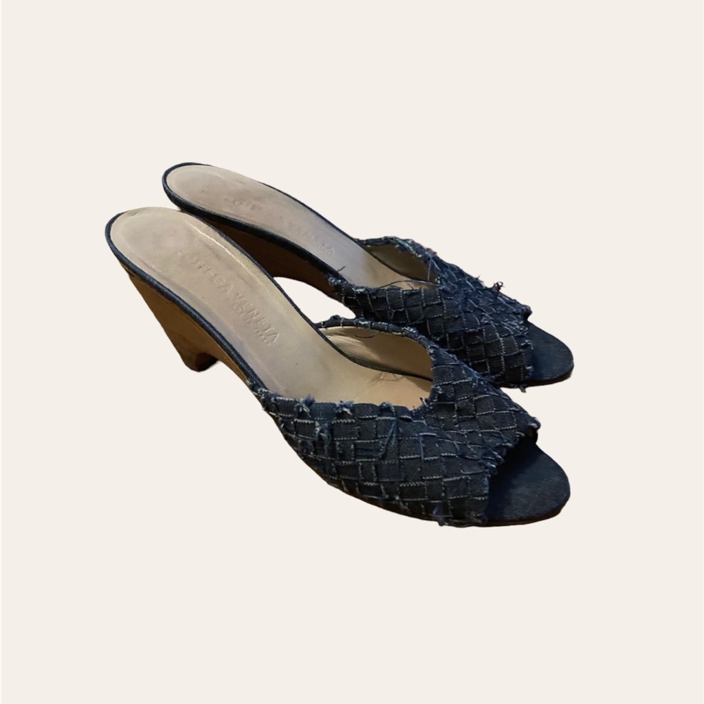 Bottega Veneta Denim Intrecciato Mules
